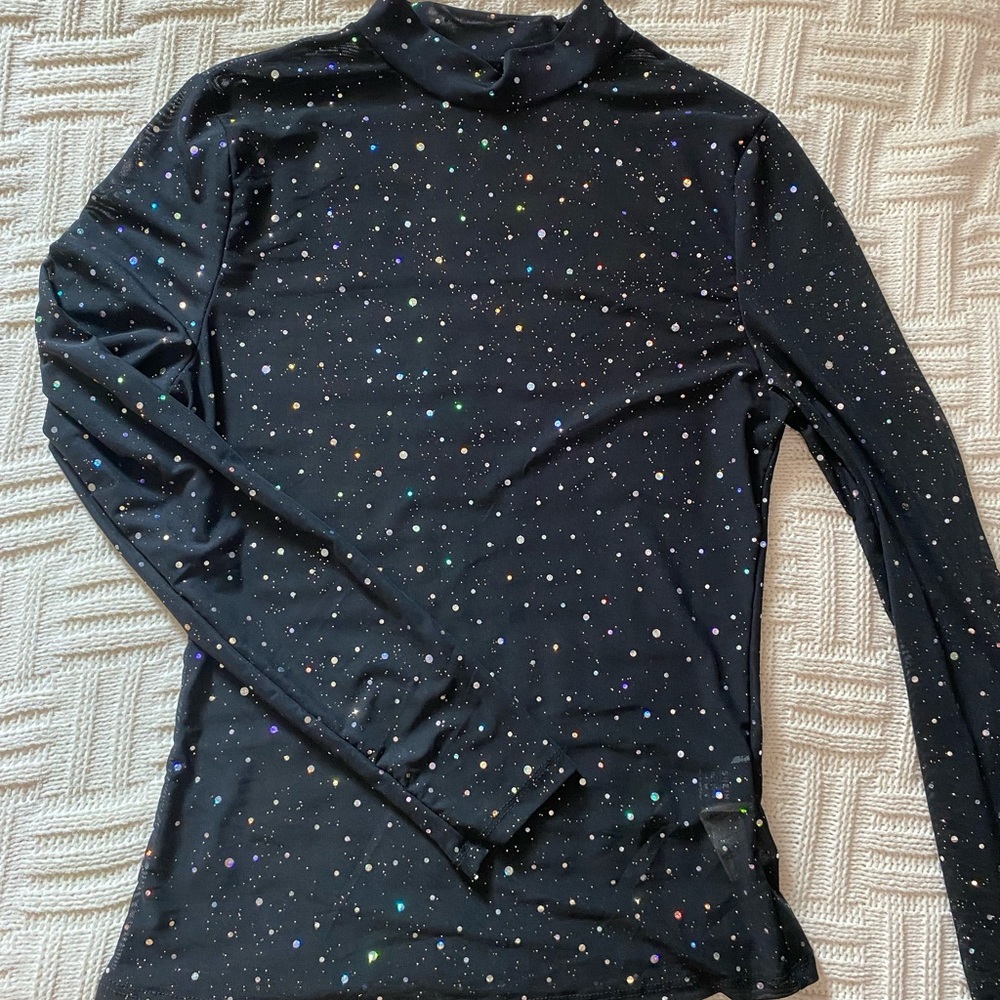 Black sparkly see through top